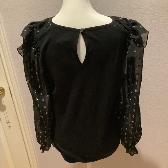LOFT Black Blouse with Silver Embellishments - Picture 2 of 7